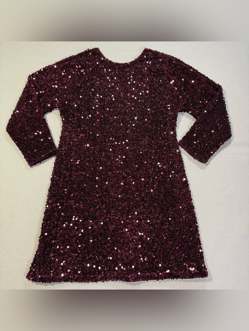 NWT! H&M Burgundy Sequin Shift Dress Women’s Sz Large Long Sleeve Holiday Party